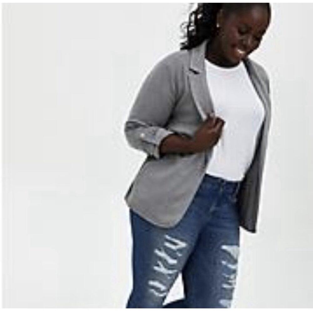 Torrid NWT Heather Grey Jersey Roll Sleeve Blazer 4X - Picture 2 of 13